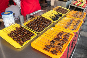 Insect street food skewers at Beijing bug market