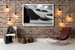 Met mist bedekte bergen British Columbia Wandkunst