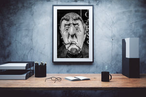 Houten kunstsculptuur met sigarenmuurprint