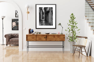 Zwart-wit smal steegje Dubrovnik Kroatië | Foto Kunstprint Fine Art fotografische afdruk