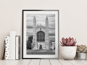 Detailed Gothic window and pinnacles on a Cambridge landmark