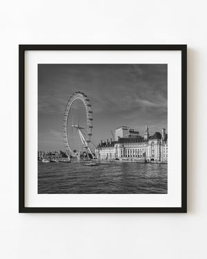 London Eye black and white cityscape