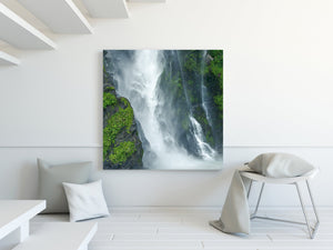 Powerful waterfall in remote wilderness landscape
