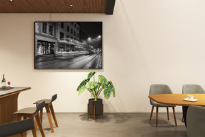 Stedelijk Wandkunst met rijdende tram