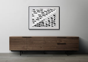 Abstract architecture photograph of VIA 57 West windows and stepped balconies