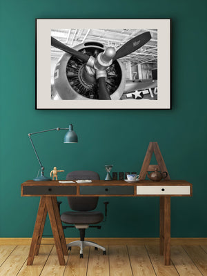 Kunstfotodruck eines Flugzeug-Sternmotors