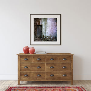Weathered timber door and textured masonry in a Haliburton photograph