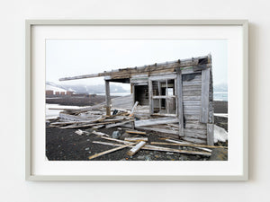 abandoned cabin in antarctica wall art