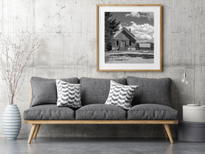 Eenvoudig kerkgebouw van rode baksteen op het platteland van Ontario | Foto Kunstprint Fine Art fotografische afdruk